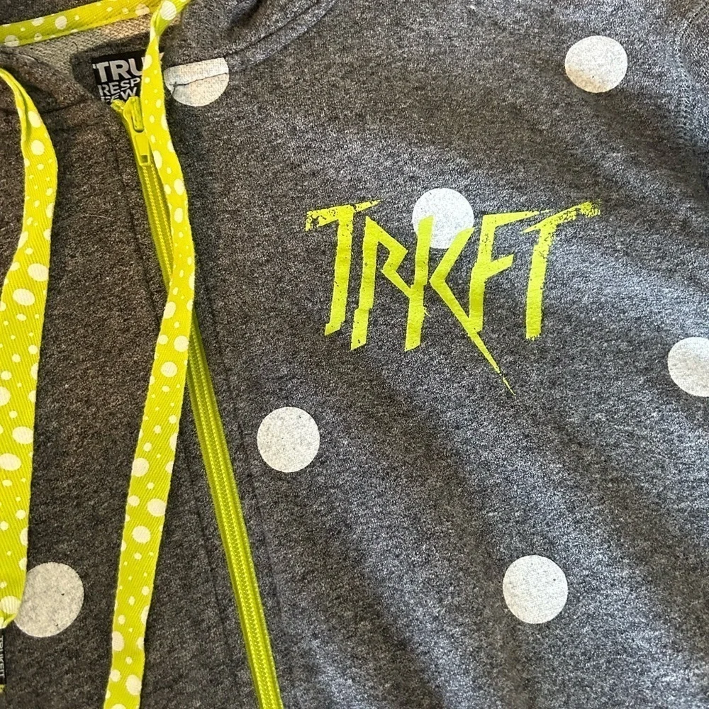 TRUKFIT RESPECT FEW HOODIE ZIP JACKET XL MEN'S POCKETS GRAY POLKA DOT